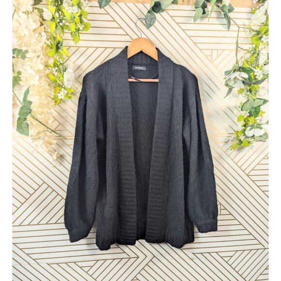 NADAAM Women's Wool Cashmere Boucle Knit Cardigan Black Open Front Size XS - Picture 1 of 7